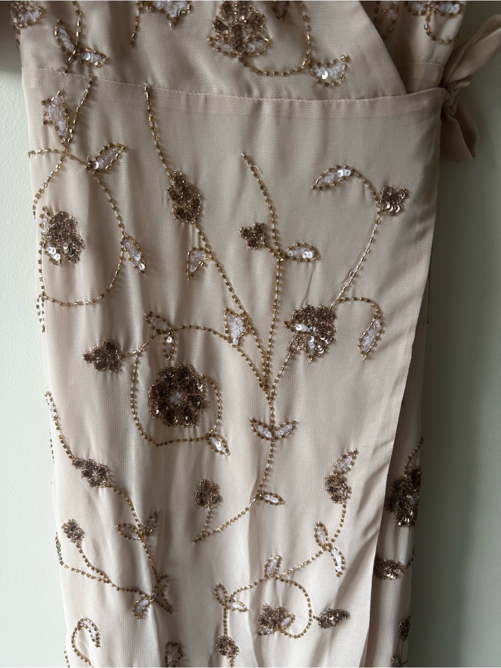 BHLDN Blush Pink Beaded wrap dress Anthropologie - Picture 5 of 12